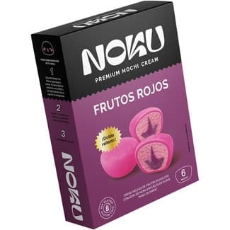 Mochi de crema helada de frutos rojos con corazón de mora envuelta en suave masa de arroz estuche 6 unidades sin gluten - Noku