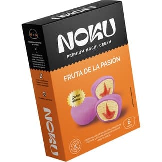 Mochi de crema helada de mango con corazón de fruta de la pasión estuche 6 unidades envuelta en suave masa de arroz sin gluten - Noku