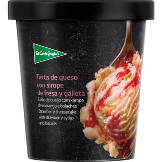 Helado de tarta de queso con sirope de fresa y galletas tarrina 500 ml - El Corte Ingles