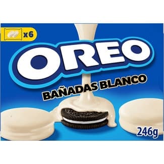 Galletas de chocolate rellenas de crema bañadas en chocolate blanco paquete 246 g 6 bolsitas de 2 unidades - Oreo