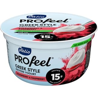 Profeel estilo griego con proteínas fresa & frambuesa sin azúcar añadido sin lactosa envase 160 g - Valio