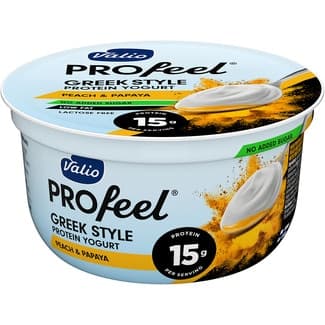 Profeel estilo griego con proteínas melocotón & papaya sin azúcar añadido sin lactosa envase 160 g - Valio