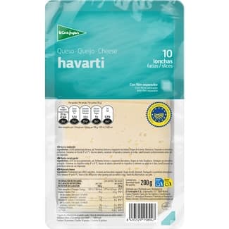 Queso danés havarti de vaca IGP en lonchas envase 200 g - El Corte Ingles