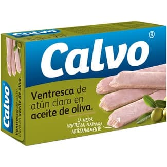 Ventresca de atún claro en aceite de oliva lata 75 g neto escurrido - Calvo