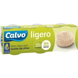 Atún claro en aceite de oliva ligero pack 3 lata 58 g neto escurrido - Calvo