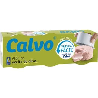 Atún en aceite de oliva vuelca fácil pack 3 lata 52 g neto escurrido - Calvo