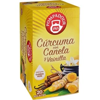 Infusión de cúrcuma con canela y vainilla ideal para Golden Milk estuche 20 bolsitas - Pompadour
