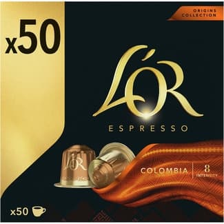 Café Colombia intensidad 12 estuche 50 cápsulas compatibles con máquinas Nespresso - L'or Espresso