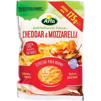 Queso rallado cheddar & mozzarella de vaca especial para horno envase 175 g elaborado con leche pasteurizada - Arla