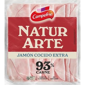 NaturArte jamón cocido extra en lonchas 93% carne sin azúcares añadidos envase 120 g - Campofrio