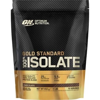 On Gold Standard proteina aislada de suero sabor chocolate bajo en grasa y azúcares envase 450 g - Optimun Nutrition