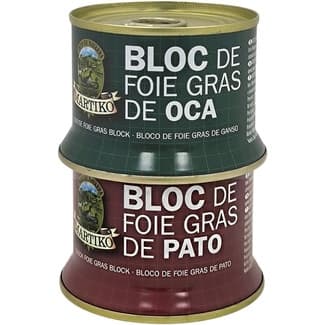 Lote con 1 bloc de foie de pato lata 130 g + 1 bloc de foie de oca lata 130 g - Martiko