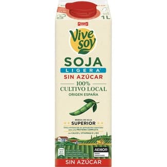 Bebida de soja ligera sin azúcar con aminoácidos esenciales, calcio y vitaminas D y B12 brik 1 l - Vivesoy