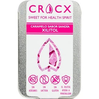 Caramelo de sabor sandía con xilitol,  sin gluten, lactosa ni azúcares lata 35 g - Cracx