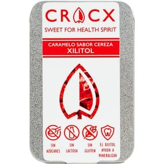 Caramelo de sabor cereza con xilitol, sin gluten, lactosa ni azúcares lata 35 g - Cracx