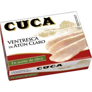 Ventresca de atún claro en aceite de oliva lata 82 g neto escurrido - Cuca