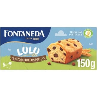 Bizcochito con pepitas de chocolate 5 unidades envasadas individualmente paquete 150 g - Fontaneda