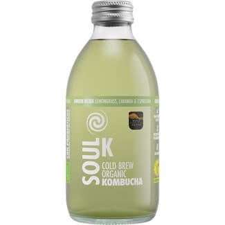 Cold Brew kombucha ecológica Green Bliss de limoncillo, lavanda y espirulina botella 250 ml - Soul K