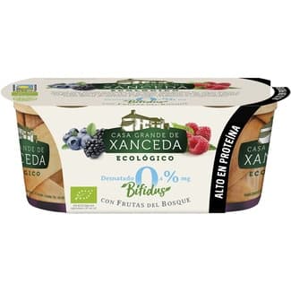 Yogur con frutas del bosque desnatado 0,4 m.g. sin gluten ecológico pack 2 unidades 125 g - Casa Grande De Xanceda
