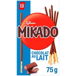 Palitos de galleta recubiertos de chocolate con leche paquete 75 g - Mikado