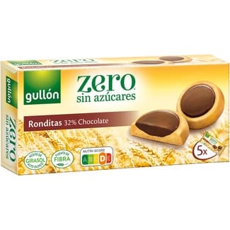 Ronditas galletas Ronditas con 32% chocolate sin azúcares caja 186 g - Gullon Zero