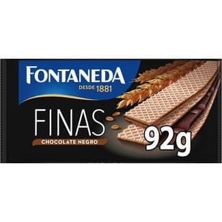 Finas galletas de barquillo con chocolate negro paquete 92 g - Fontaneda