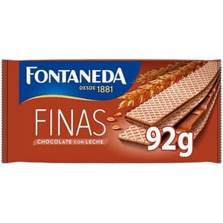 Finas galletas de barquillo con chocolate con leche paquete 92 g - Fontaneda