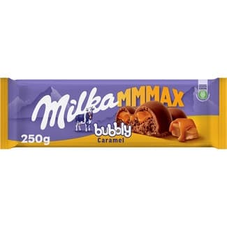 MMMAX Bubbly chocolate con leche relleno de caramelo tableta 250 g - Milka