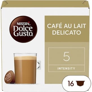 Café con leche delicado arábica y robusta intensidad 5 estuche 16 cápsulas - Nescafe Dolce Gusto