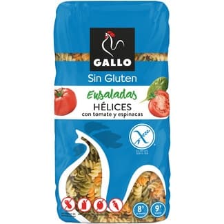 Ensaladas hélicess con tomate y espinacas sin gluten paquete 450 g - Gallo