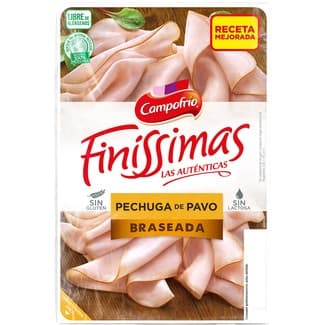 Finíssimas pechuga de pavo braseada en lonchas sin gluten sin lactosa envase 110 g - Campofrio