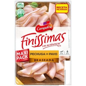 Finíssimas pechuga de pavo braseada en lonchas sin gluten sin lactosa envase 165 g - Campofrio