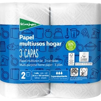 Papel de cocina súper absorbente 3 capas paquete 2 rollos - El Corte Ingles