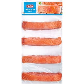 Lomos de salmón con piel 4 porciones de 125 g envase 500 g - Vici