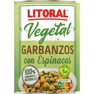 Vegetal garbanzos con espinacas sin gluten lata 425 g - Litoral
