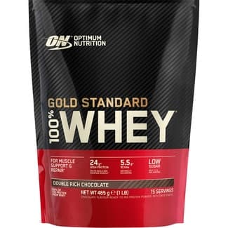On Gold Standard 100% Whey proteína en polvo con edulcorantes sabor doble chocolate bolsa 465 g - Optimum Nutrition