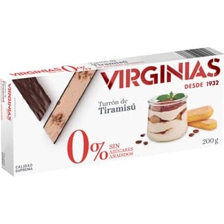 0% turrón de tiramisú sin azúcares añadidos Calidad Suprema tableta 200 g - Virginias
