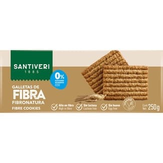 Fibro Natura galletas de fibra 33% salvado y 0% azúcares añadidos estuche 250 g con aceite de girasol y oliva - Santiveri