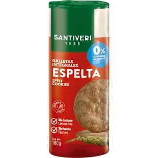 Galletas integrales de espelta sin lactosa 0% azúcares añadidos envase 180 g - Santiveri