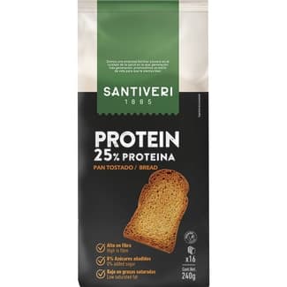 Protein pan tostado con 25% proteína 0% azúcares añadidos 16 rebanadas paquete 240 g - Santiveri