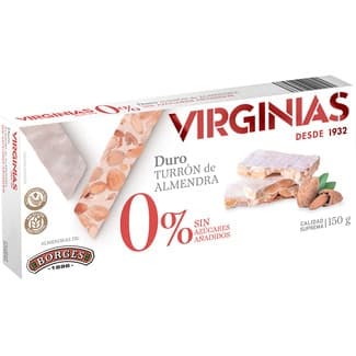 0% turrón duro de almendra sin azúcares añadidos Calidad Suprema tableta 150 g - Virginias