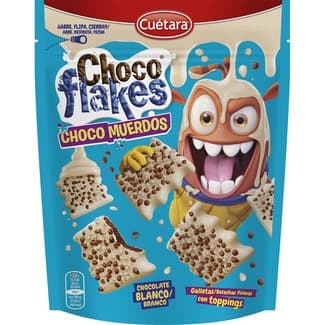 Choco Muerdos galletas con chocolate blanco y toppings de cereal paquete 87 g - Cuetara Choco Flakes