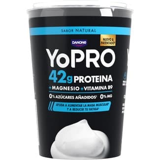 Proteínas sabor natural + magnesio + vitamina B9 0% azúcares 0% m.g. envase 450 g ayuda a aumentar la masa muscular y a reducir la fatiga - Danone Yopro