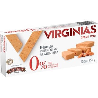 0% turrón blando de almendras sin azúcares añadidos Calidad Suprema tableta 150 g - Virginias