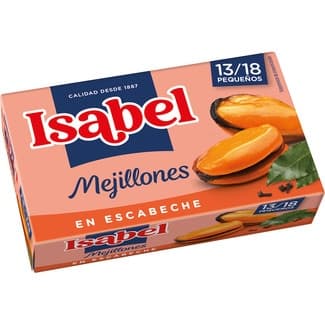 Mejillones en escabeche 13-18 piezas lata 69 g neto escurrido - Isabel