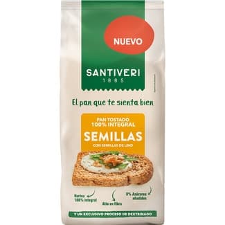 Semillas pan tostado integral dextrinado con semillas de lino dextrinado envase 200 g 0% azúcares añadidos - Santiveri
