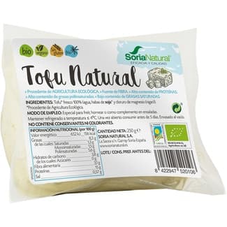Tofu natural ecológico y sin gluten envase 250 g - Soria Natural