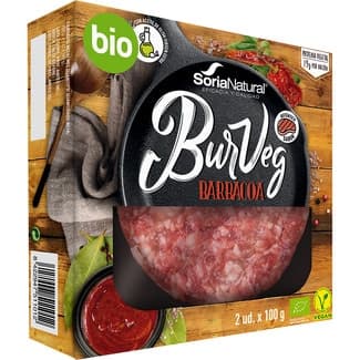 BurVeg hamburguesa a la barbacoa ecológica y vegana con AOVE extra pack 2 unidades 100 g - Soria Natural