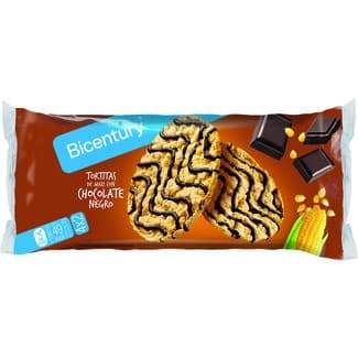 Tortitas de maíz con chocolate negro packs 4x2 unidades envase 95 g - Bicentury