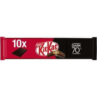 Dark barritas de galleta recubiertas de chocolate negro 70% envase 10 unidades - Nestle Kit Kat